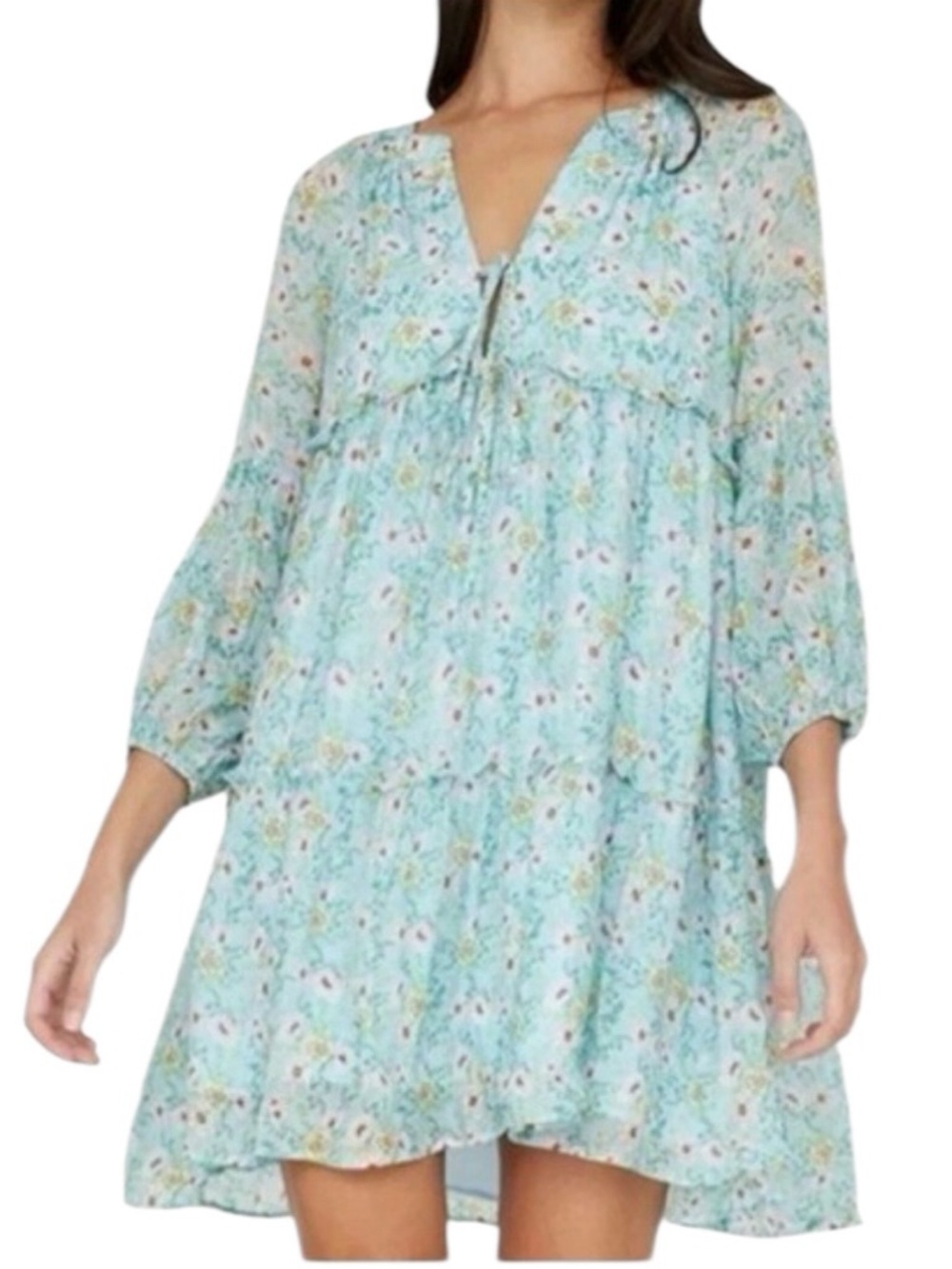 NWT Yumi Kim “Getaway” Tiered Mini Dress in Bedford Park Blue